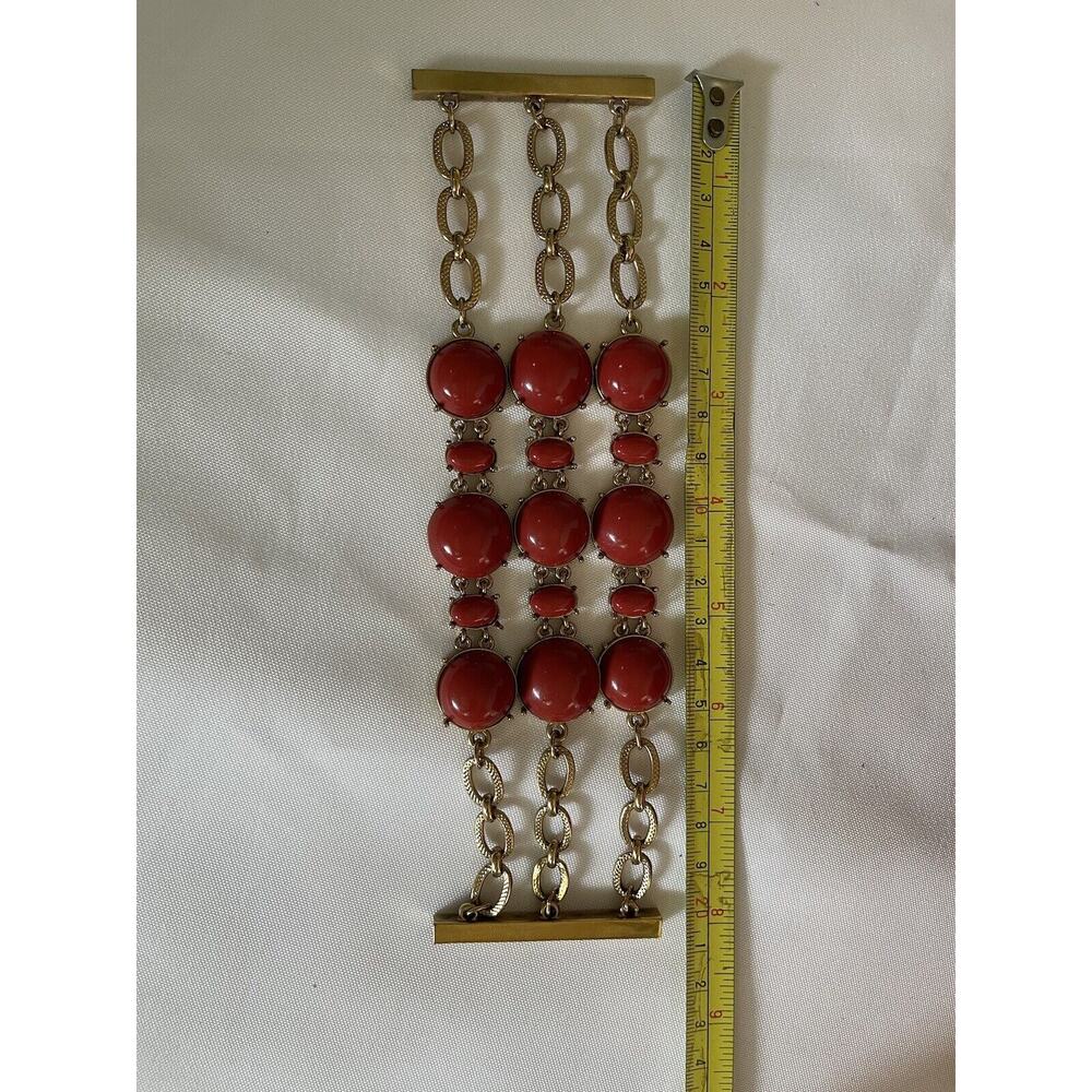 Banana Republic 3 chain wide bracelet perfect condition Orange with gold chain